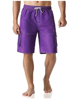 Nonwe Men's Swim Trunks Quick Dry Elastic Waist Boardshorts with Pockets