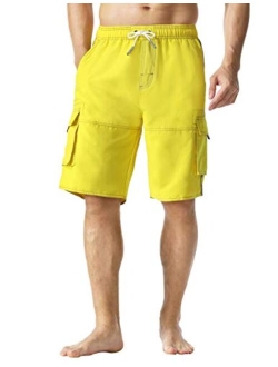 Nonwe Men's Swim Trunks Quick Dry Elastic Waist Boardshorts with Pockets