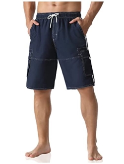 Nonwe Men's Swim Trunks Quick Dry Elastic Waist Boardshorts with Pockets