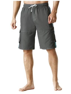 Nonwe Men's Swim Trunks Quick Dry Elastic Waist Boardshorts with Pockets