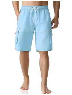 Nonwe Men's Swim Trunks Quick Dry Elastic Waist Boardshorts with Pockets