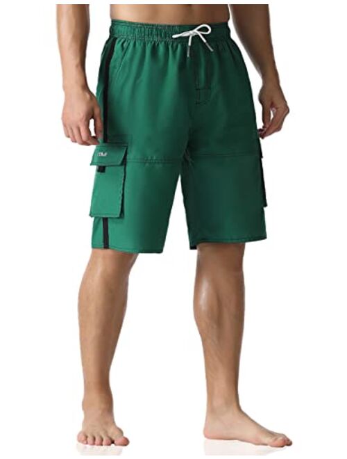 Nonwe Men's Swim Trunks Quick Dry Elastic Waist Boardshorts with Pockets