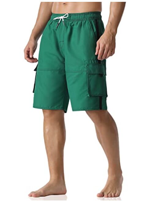 Nonwe Men's Swim Trunks Quick Dry Elastic Waist Boardshorts with Pockets