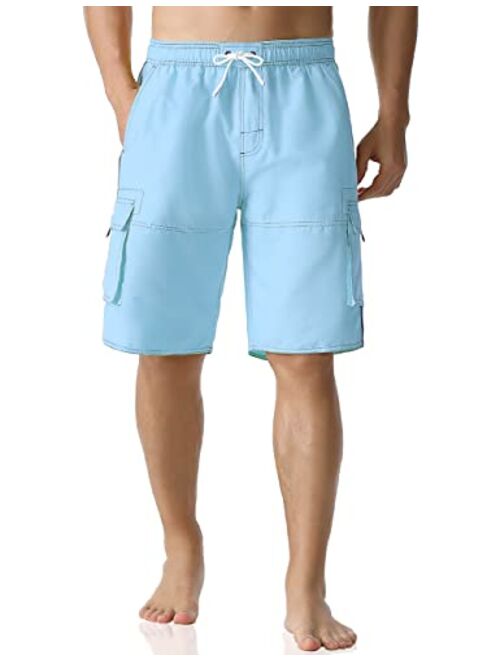 Nonwe Men's Swim Trunks Quick Dry Elastic Waist Boardshorts with Pockets