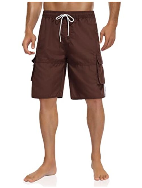 Nonwe Men's Swim Trunks Quick Dry Elastic Waist Boardshorts with Pockets