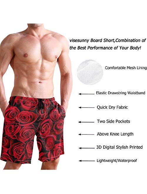 visesunny Men's Novelty Beach Shorts Quick Dry Swimwear Holiday Party Sports Running Swim Board Shorts Bathing Suits