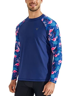 YOVVI Men's Swim Shirts Rash Guard UPF 50+ Long & Short Sleeve UV Sun Protection Summer Shirts Fishing Hiking T-Shirt