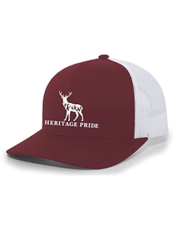 Scenic Deer Mens Embroidered Mesh Back Trucker Hat Baseball Cap