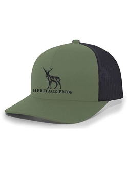 Scenic Deer Mens Embroidered Mesh Back Trucker Hat Baseball Cap