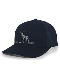 Scenic Deer Mens Embroidered Mesh Back Trucker Hat Baseball Cap