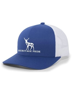 Scenic Deer Mens Embroidered Mesh Back Trucker Hat Baseball Cap