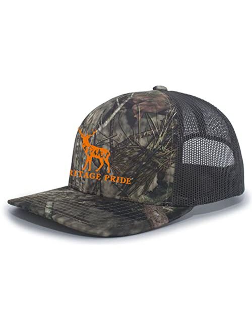 Heritage Pride Scenic Deer Mens Embroidered Mesh Back Trucker Hat Baseball Cap