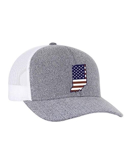 Grey Heather and White American Flag Embroidered State Pride Hats