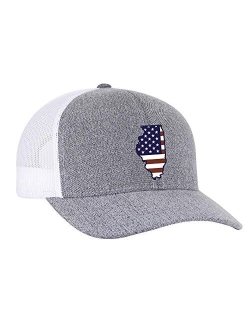 Grey Heather and White American Flag Embroidered State Pride Hats