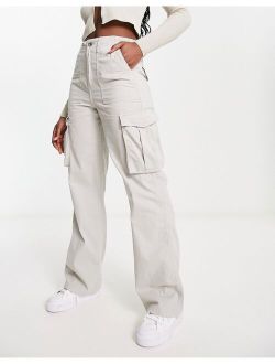 straight leg cargo pants in stone