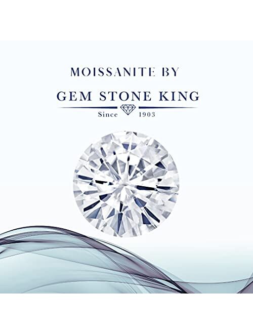 Gem Stone King 925 Sterling Silver Ring Cushion Purplish Created Alexandrite and Moissanite (0.93 Cttw)