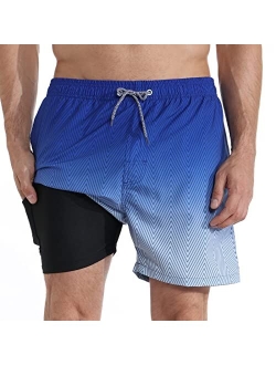 zeetoo Mens Swim Trunks with Compression Liner 5.5" Inseam Swim Shorts Quick Dry Shorts