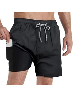 zeetoo Mens Swim Trunks with Compression Liner 5.5" Inseam Swim Shorts Quick Dry Shorts