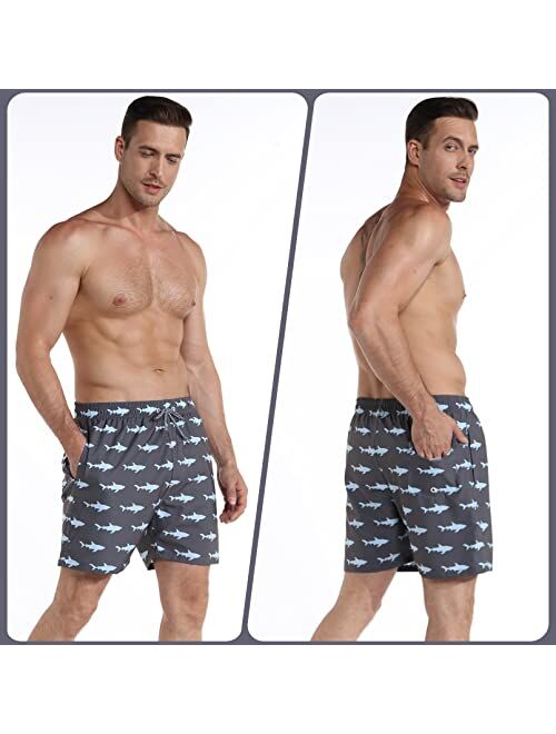 zeetoo Mens Swim Trunks with Compression Liner 5.5" Inseam Swim Shorts Quick Dry Shorts