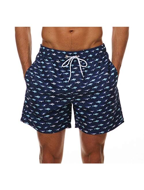 FRALOSHA Mens Swim Trunks Quick Dry Swim Shorts Classic Beach Shorts Swimwear Bathing Suits with Mesh Lining