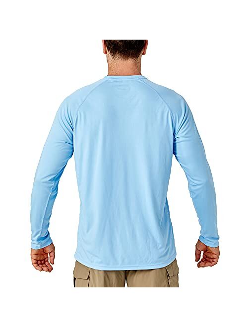 FASKUNOIE Men's UPF 50+ Long Sleeve Shirts Sun Protection Rashguard Beach Hiking Running Fishing Water Swim Shirt