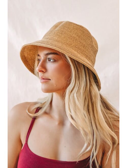 San Diego Hat Company San Diego Hat Co. Bon Voyage Babe Tan Straw Bucket Hat