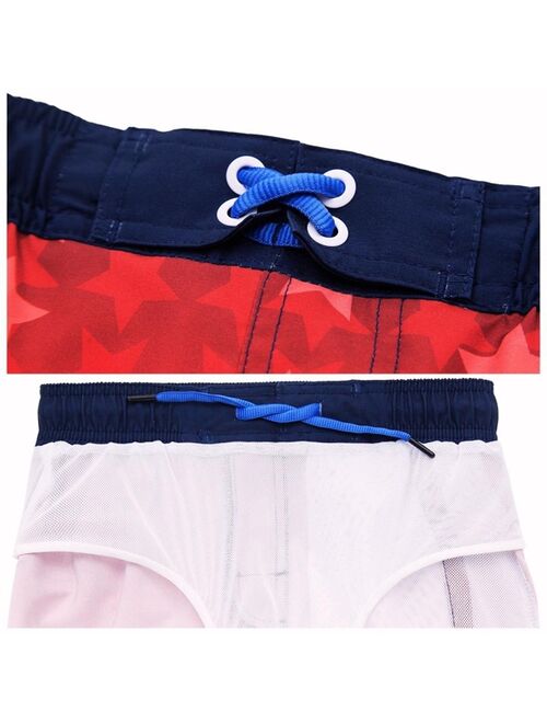 Rokka&Rolla Little and Big Boys' 4-Way Stretch Quick Dry Board Shorts Swim Trunks with Mesh Lining UPF50+