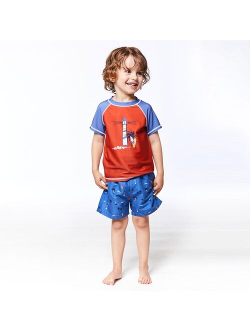 Deux par Deux Boy Printed Board short Blue Boats - Child