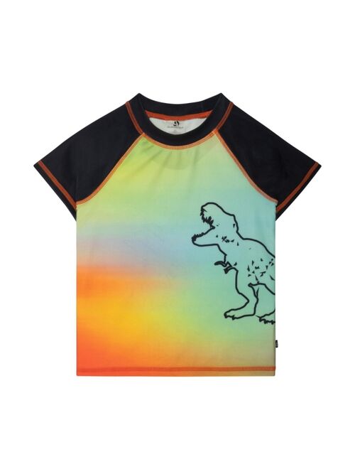 Deux par Deux Boy Short Sleeve Rashguard Multicolor Dinosaur Print - Toddler|Child