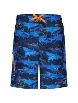 Laguna Big Boys Drawstring Electric Shark Swim Trunks