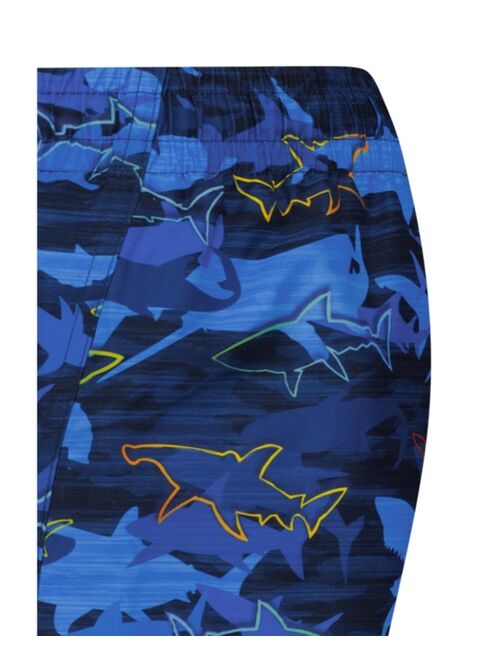 Laguna Big Boys Drawstring Electric Shark Swim Trunks