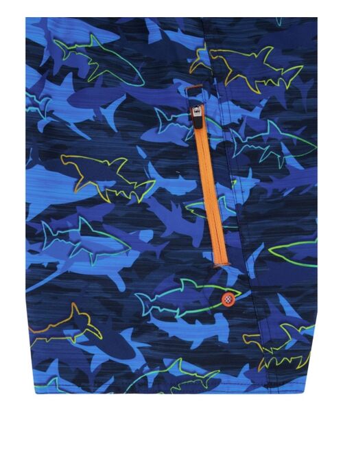 Laguna Big Boys Drawstring Electric Shark Swim Trunks