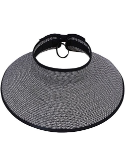 Simplicity Sun Hats for Women Fashionable Womens Wide Brim Hat Roll-up Straw Sun Visor Hat