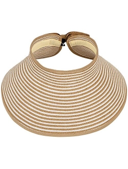 Simplicity Sun Hats for Women Fashionable Womens Wide Brim Hat Roll-up Straw Sun Visor Hat