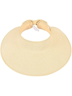 Simplicity Sun Hats for Women Fashionable Womens Wide Brim Hat Roll-up Straw Sun Visor Hat