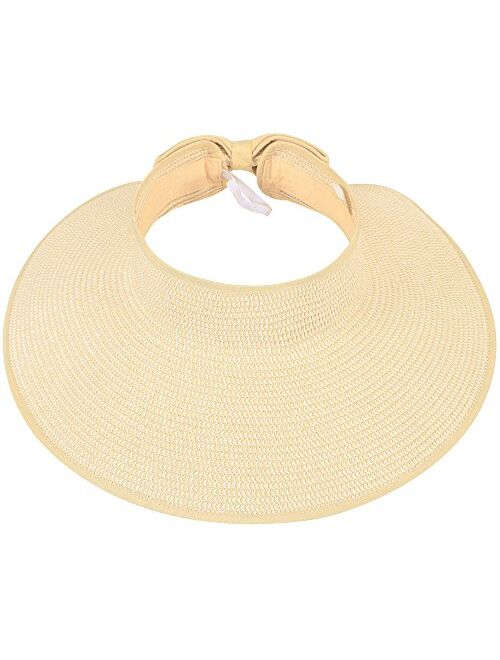 Simplicity Sun Hats for Women Fashionable Womens Wide Brim Hat Roll-up Straw Sun Visor Hat