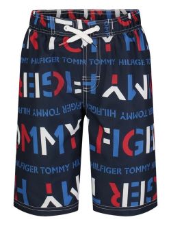 Big Boys Stencil Print Swim Trunks