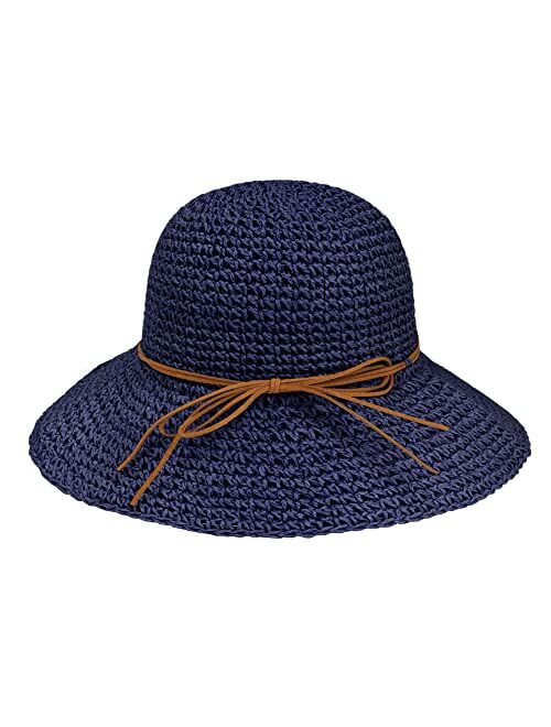 Sydbecs Womens Sun Hats Wide Brim Summer Beach Hat for Women Foldable Travel Straw Hat UPF50+