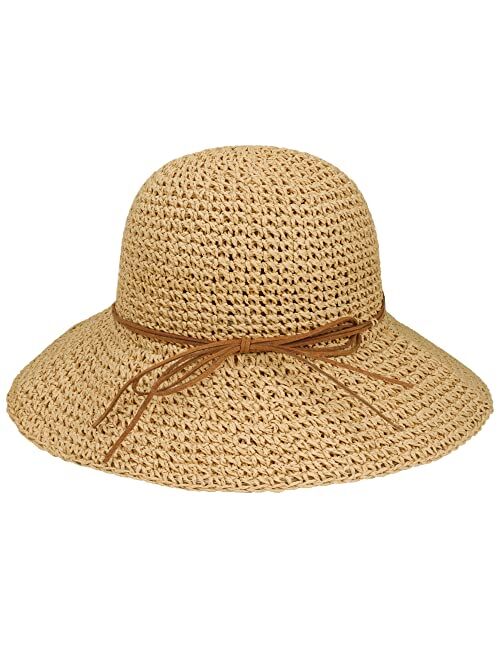 Sydbecs Womens Sun Hats Wide Brim Summer Beach Hat for Women Foldable Travel Straw Hat UPF50+