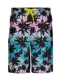 Laguna Big Boys Drawstring Ombre Palms Swim Trunks