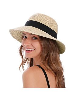 Verabella Women's Sun Hats UV Protection Large Wide Brim Hat Women Packable Sun Hat for Women Straw Hats