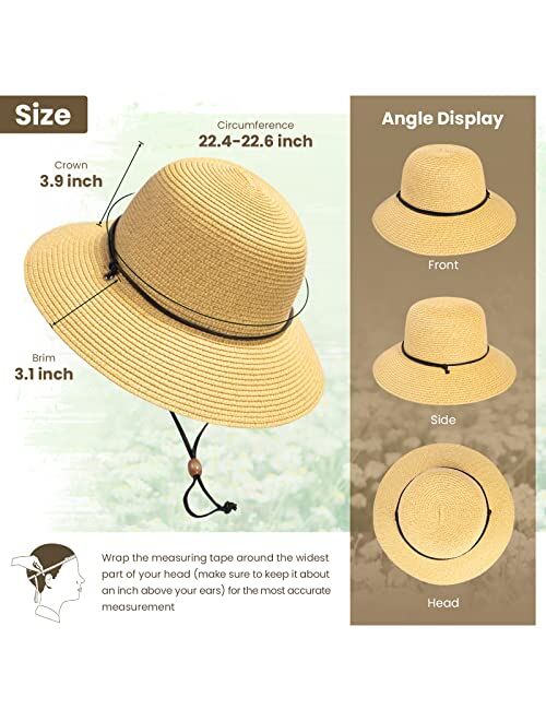 Simplicity Women's Wide Brim Straw Sun Hat with Lanyard UPF Summer Sun Hats for Women