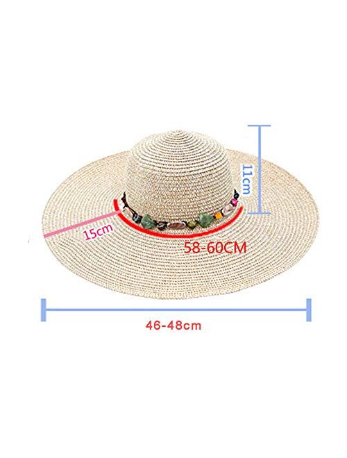 MYSNKU Womens Big Bowknot Straw Hat Large Floppy Foldable Roll up Beach Cap Sun Hat Summer UV Protection Beach Cap