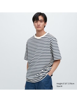 Oversized Striped Half-Sleeve T-Shirt