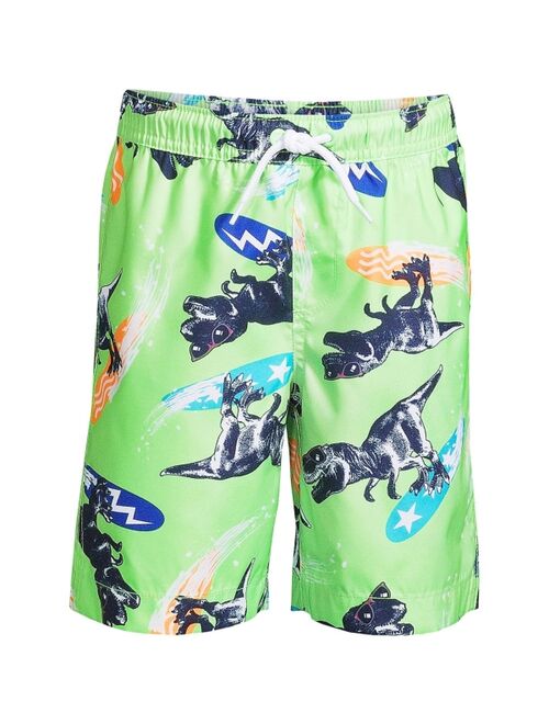 Lands' End Child Boys Husky Printed Swim Trunks