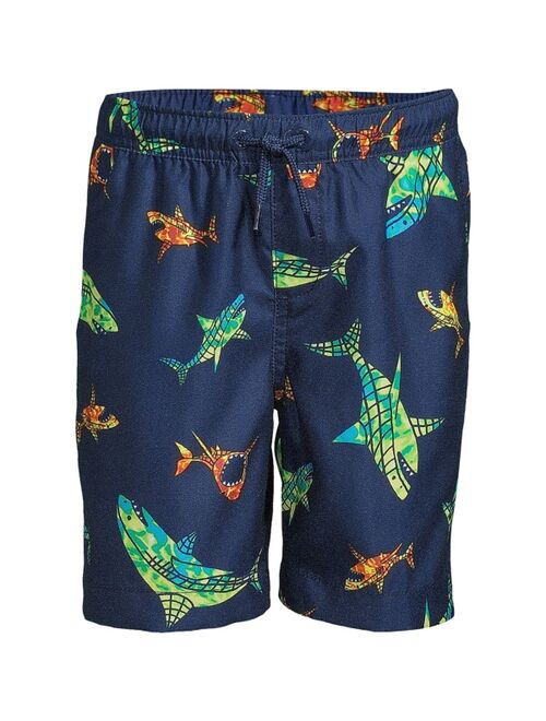 Lands' End Child Boys Husky Printed Swim Trunks