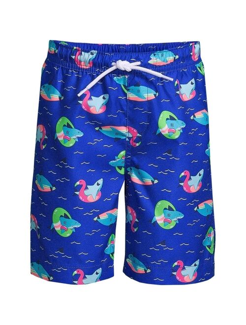 Lands' End Child Boys Husky Printed Swim Trunks