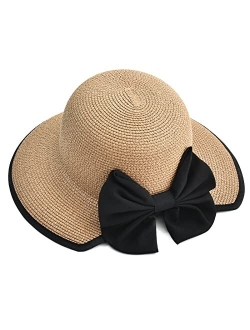 Somaler Sun Hats for Women Wide Brim Straw Beach Hat UV UPF 50+ Foldable Summer Sun Hat