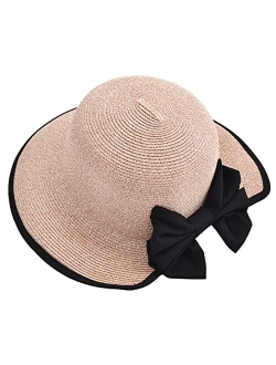 Somaler Sun Hats for Women Wide Brim Straw Beach Hat UV UPF 50+ Foldable Summer Sun Hat