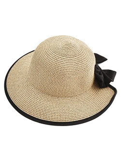 Somaler Sun Hats for Women Wide Brim Straw Beach Hat UV UPF 50+ Foldable Summer Sun Hat